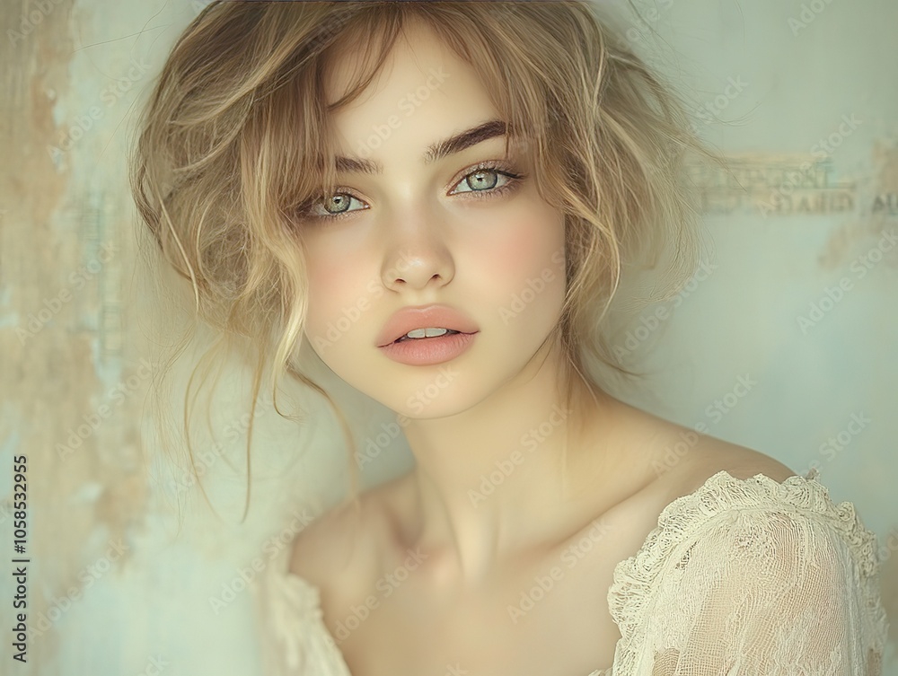 Soft Portrait of Woman with Silver Blonde Hair. Soft Portrait of Woman with Silver Blonde Hair.