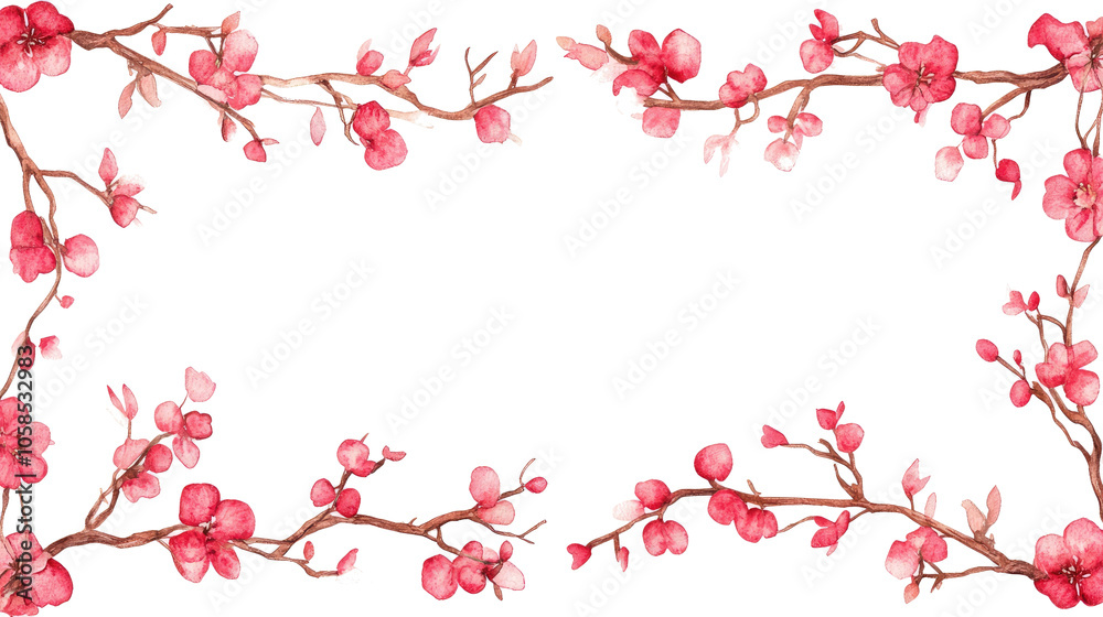 Elegant Cherry Blossom Frame Set on a Transparent Background Generative AI Elegant Cherry Blossom Frame Set on a Transparent Background Generative AI