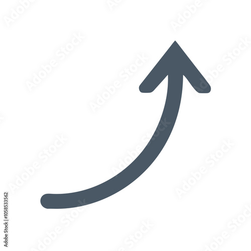 Curved upward arrow in dark gray

