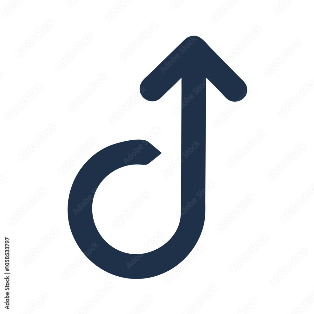 Curved arrow icon pointing upward in dark blue
Curved arrow icon pointing upward in dark blue