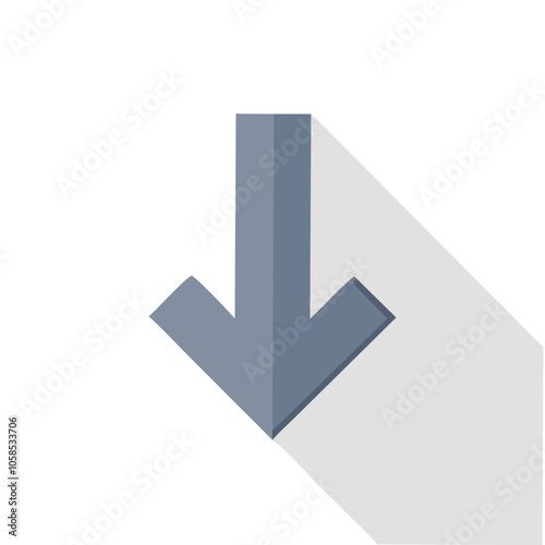 Downward arrow in gray with shadow effect

