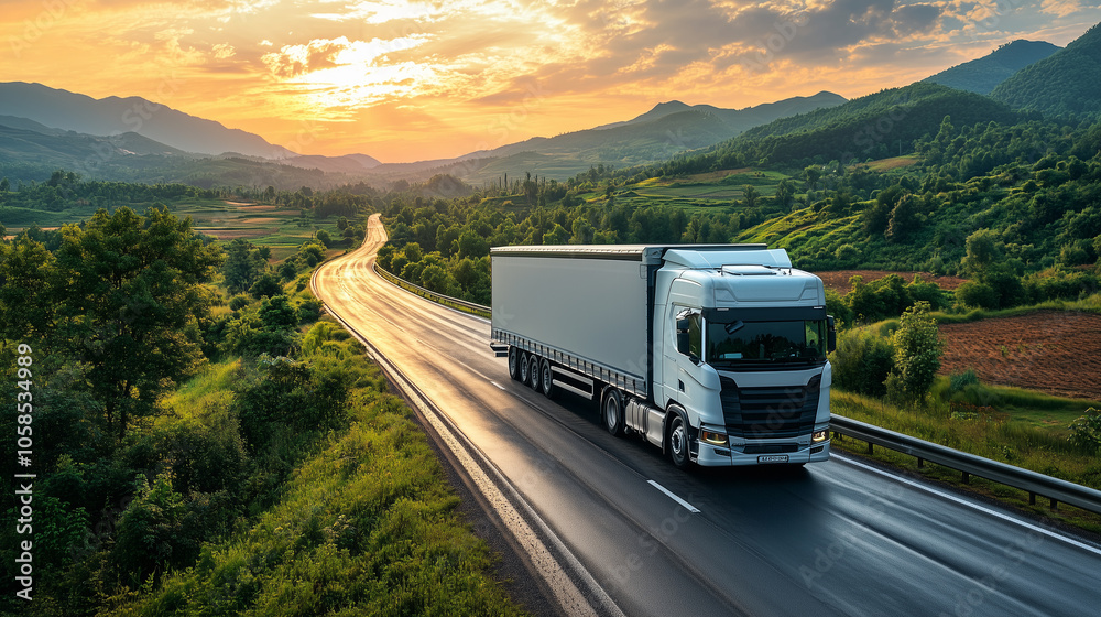 front view of truck crossing a rural area in asia with empty cargo front view of truck crossing a rural area in asia with empty cargo