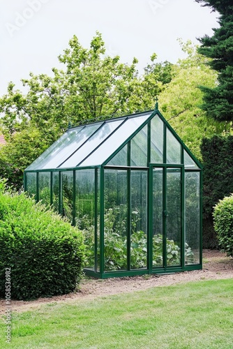 Minimalist Greenhouse in Lush Garden Setting for Sustainable Design