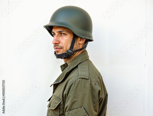 Portrait of an army soldier with helmet