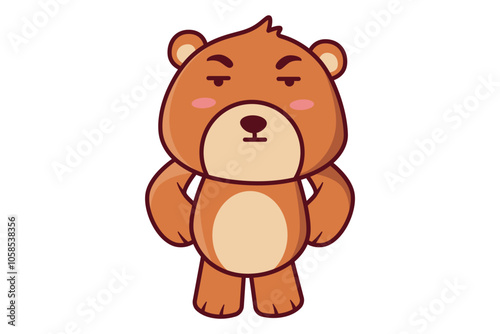 Cute bored Bear Standing Illustration