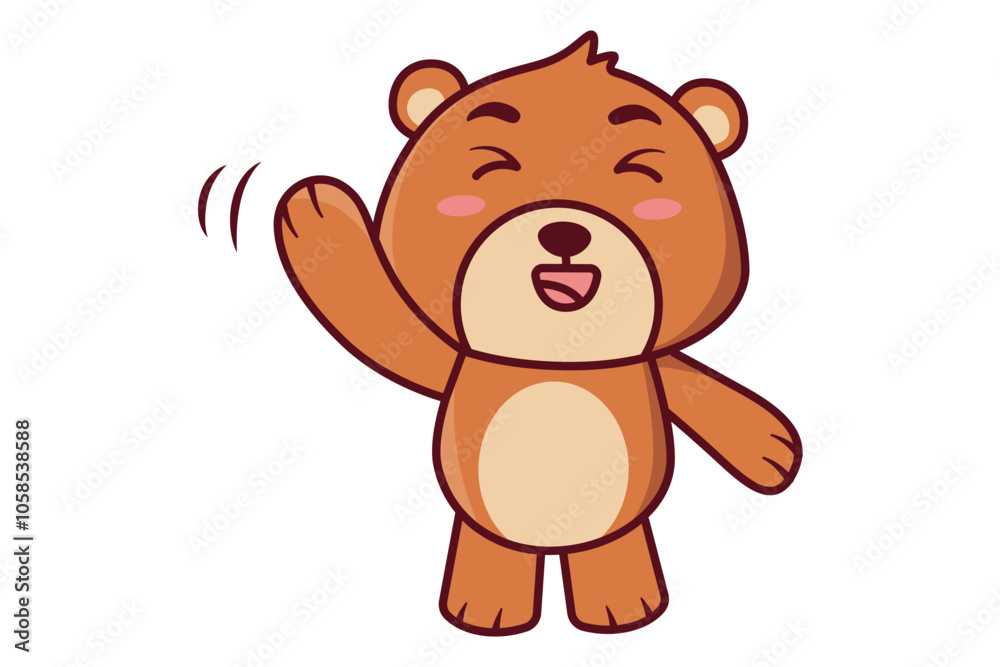 Fototapeta premium Cute Bear Raise Hand Illustration