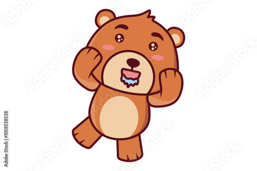 Cute Bear Drooling with sparkly eyes Illustration