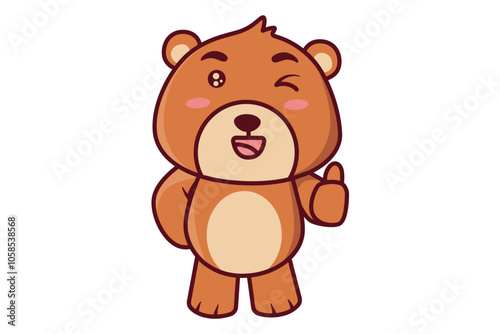 Cute Bear Winking and Giving Thumbs Up Illustration