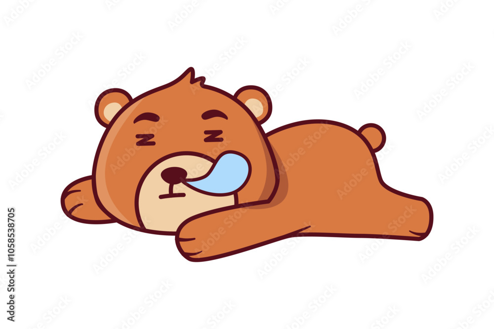 Cute Bear Sleeping Illustration