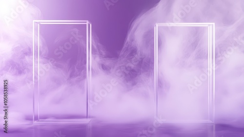 Floating Vapor Chambers in Royal Purple with Platinum Geometric Frames: A High-Resolution Digital Background for Executive Coaching and Leadership Development.