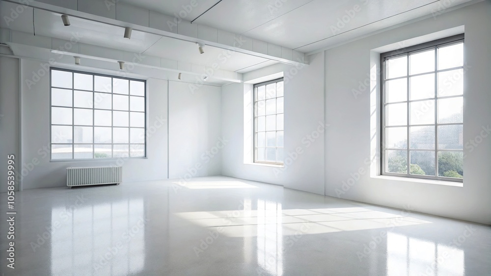 Fototapeta premium minimalistic white studio space with window shadow