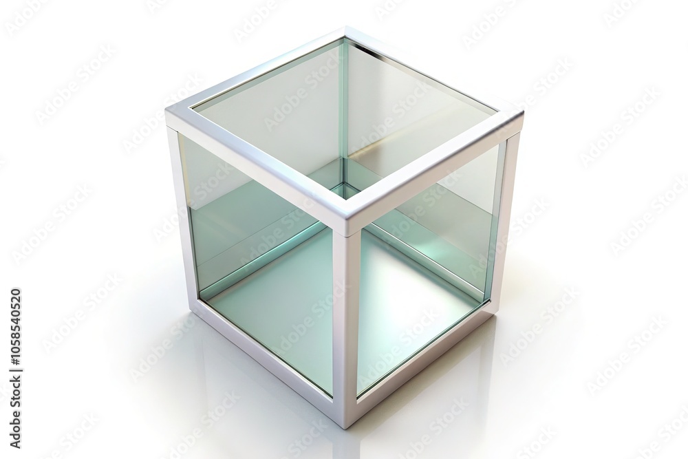 3D Rendered White Glass Cube Showcase Mockup for Product Display 3D Rendered White Glass Cube Showcase Mockup for Product Display