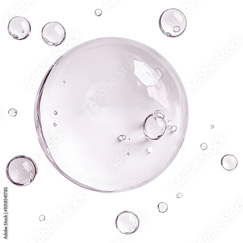 Hyaluronic Acid Bubbles and Clear Collagen Drops Isolated on Transparent Background