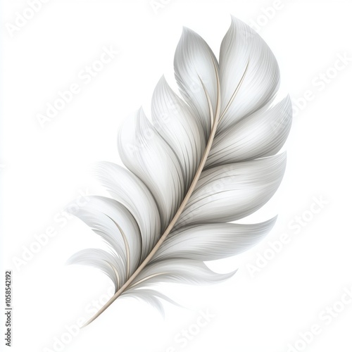 Elegant white feather with intricate details, ideal for nature-themed designs, backgrounds, and artistic compositions.