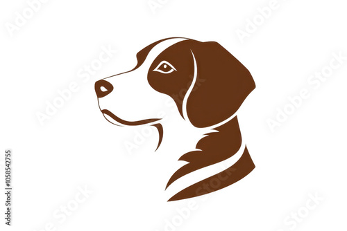 Illustration of a brown dog's profile in a minimalist design, featuring simple lines and a distinct canine silhouette on a transparent background. photo