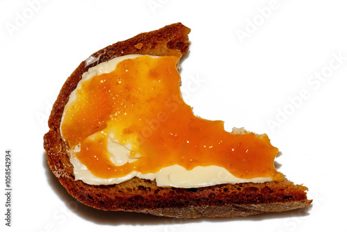 Angebissenes Marmeladenbrot