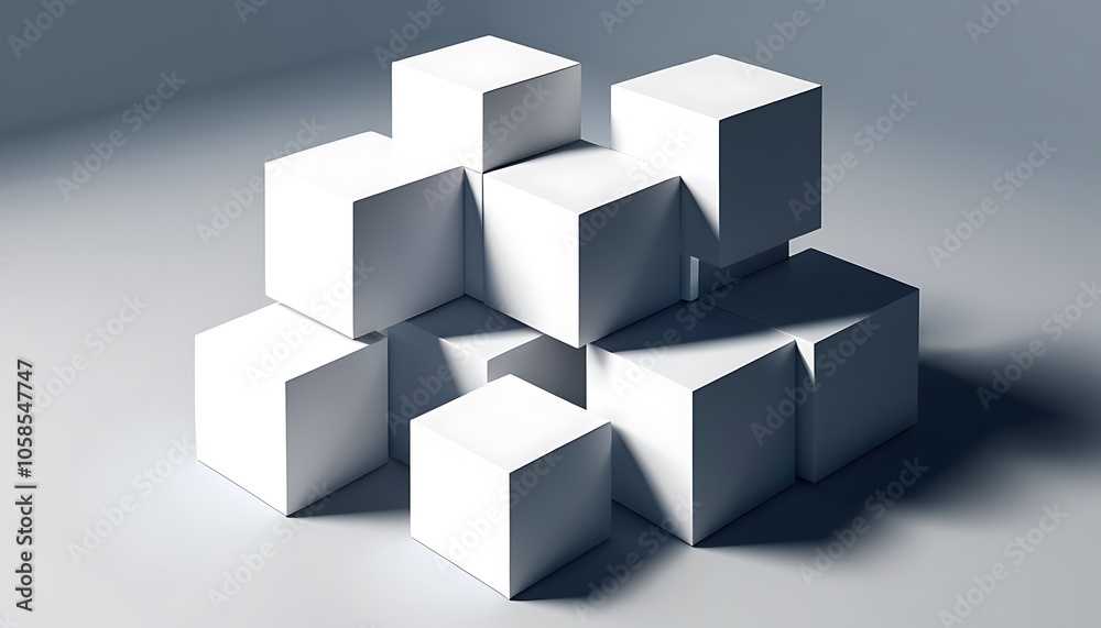 a digital photo of a group of stacked white cubes arranged in a modern and minimalistic composition a digital photo of a group of stacked white cubes arranged in a modern and minimalistic composition