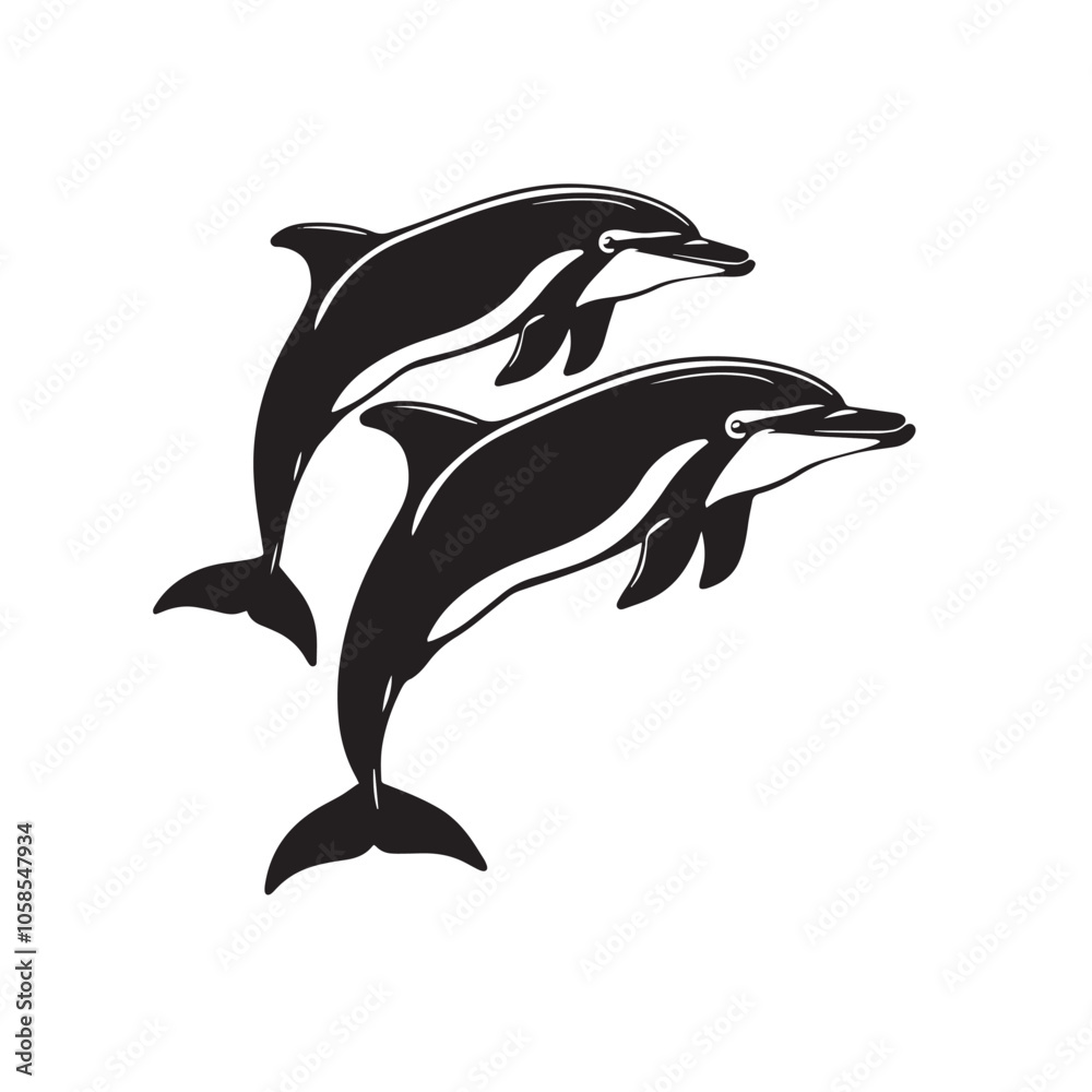 Naklejka premium Dolphins silhouette isolated in White background