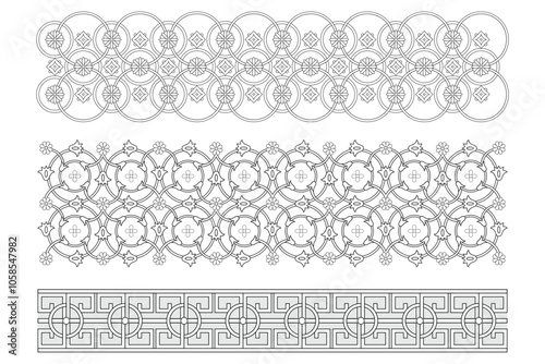 Isolated Chinese ornamental border. Vector illustration. Ethnic design element. Template for card, frames, textile