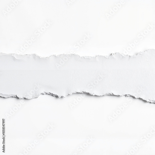  sheet of white torn paper on white background top view, Al Generation