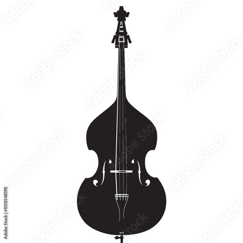 Double bass silhouette isolated on white background 