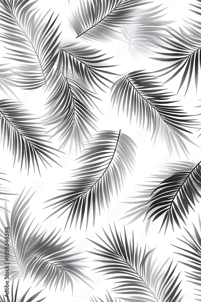 Tropical Leaf Pattern Smooth Blue Background with Copy Space for Advertisements