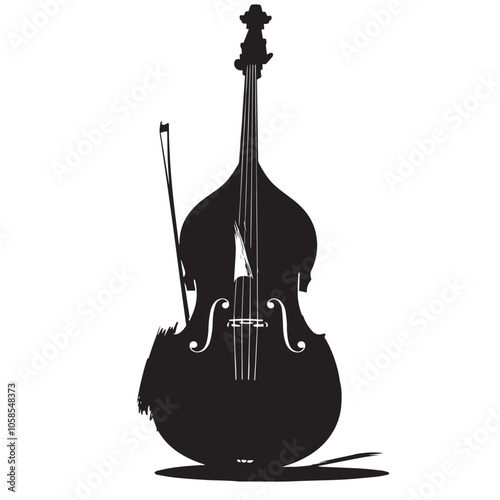 Double bass silhouette isolated on white background 