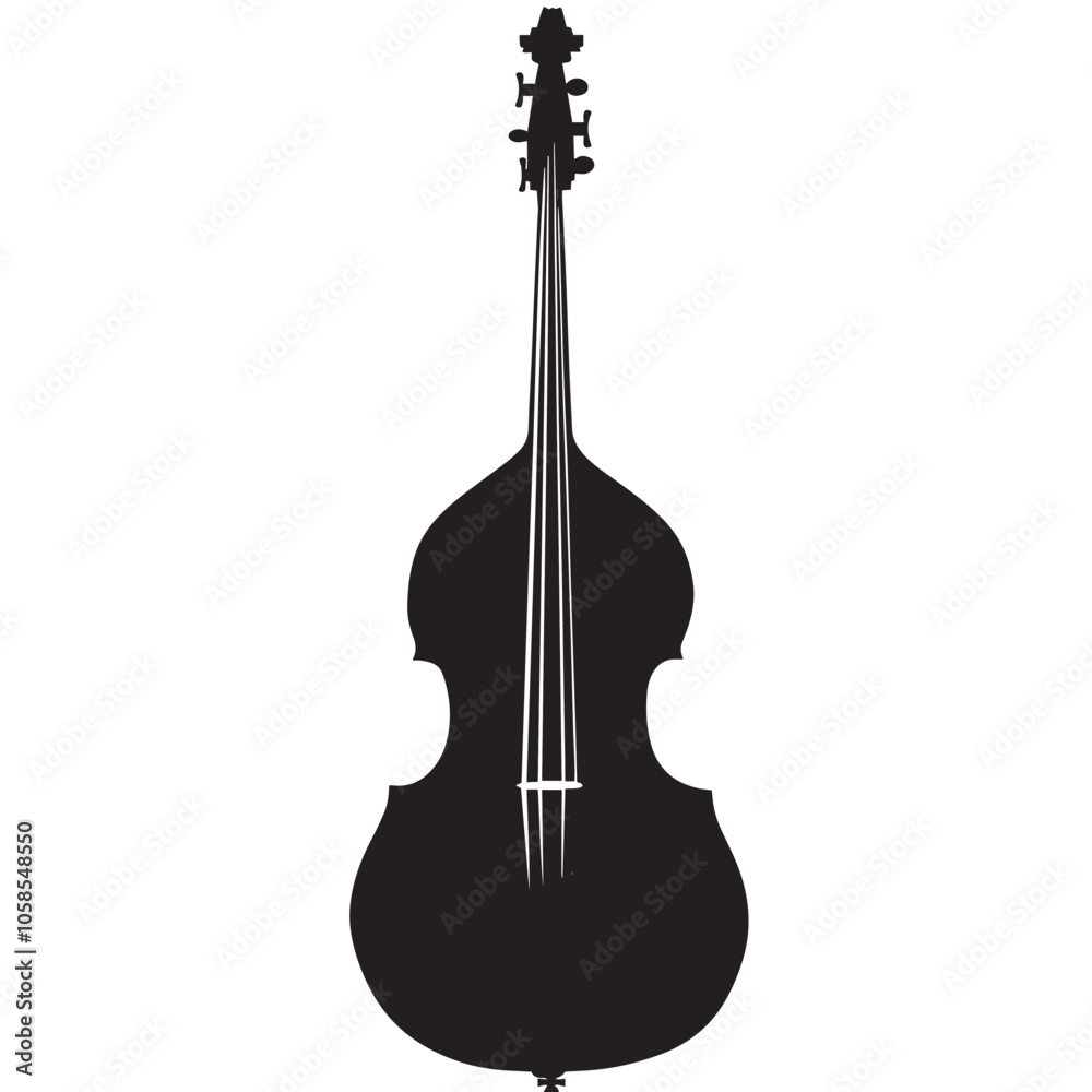 Fototapeta premium Double bass silhouette isolated on white background