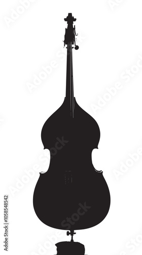 Double bass silhouette isolated on white background 