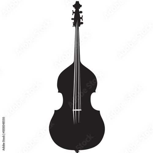 Double bass silhouette isolated on white background 