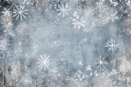 Winter Snowflake Background with Blue Frosty Theme, White Snowflakes, and Copy Space for Christmas and Holiday Designs