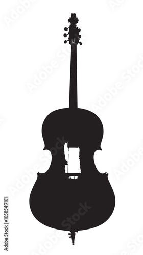 Double bass silhouette isolated on white background 