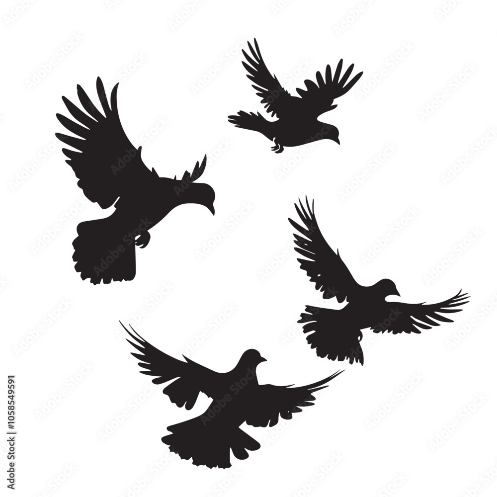 Fototapeta premium Doves silhouette isolated in White background