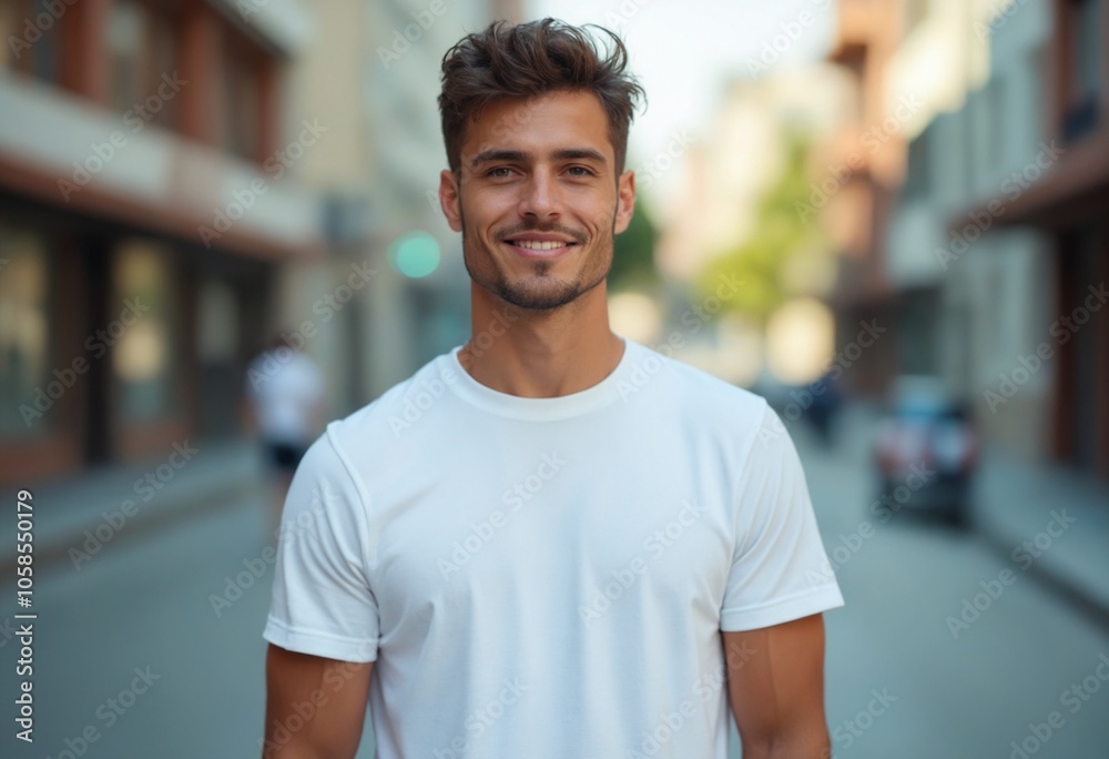 A young man wearing a blank white t-shirt - Mockup A young man wearing a blank white t-shirt - Mockup