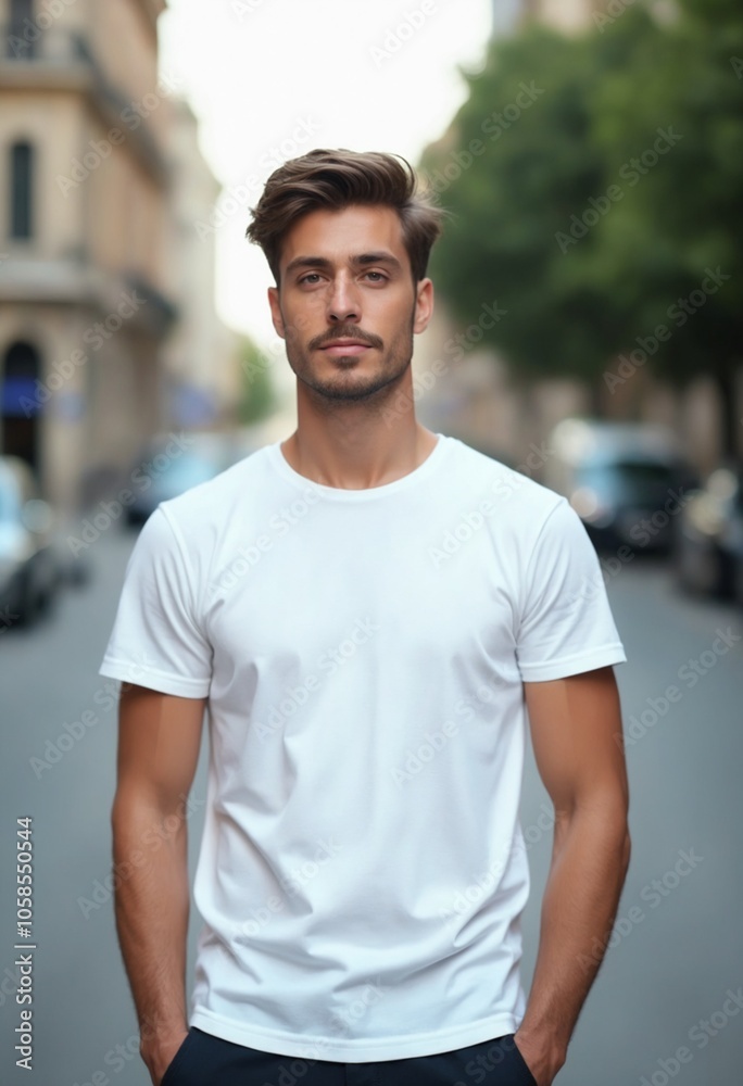 A young man wearing a blank white t-shirt - Mockup A young man wearing a blank white t-shirt - Mockup