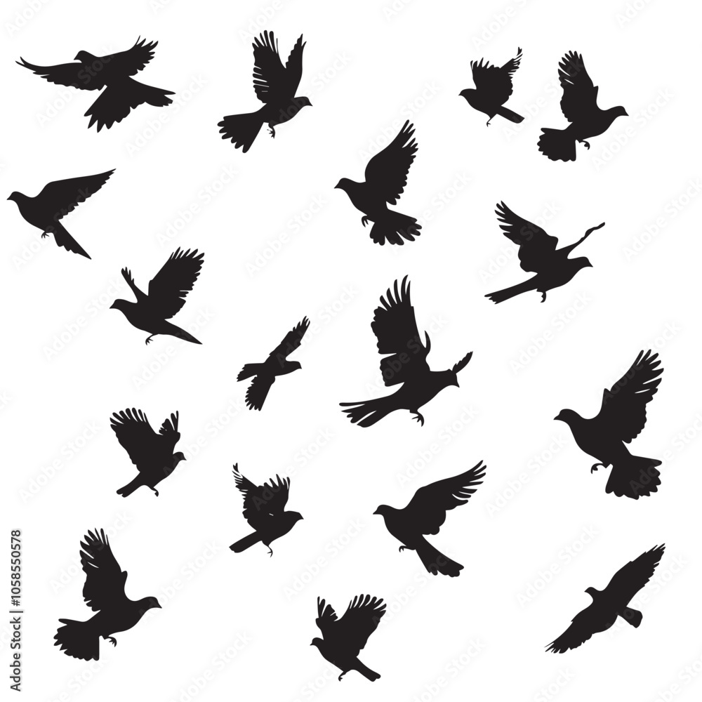 Fototapeta premium Doves silhouette isolated in White background