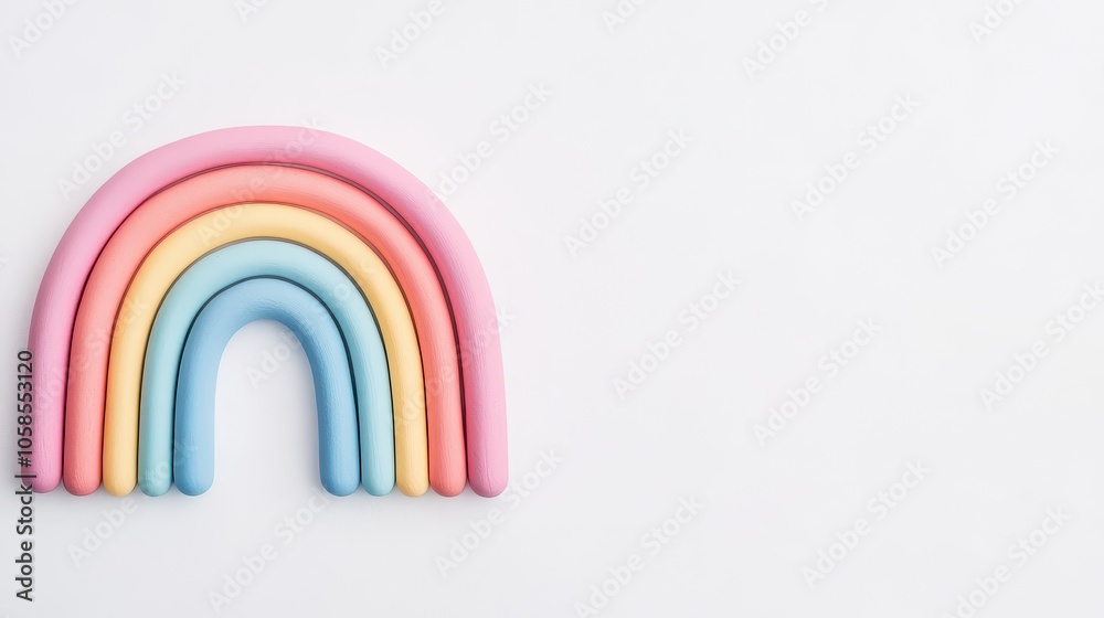 Colorful clay rainbow on a white background, perfect for art projects, educational use, or creative design elements. Colorful clay rainbow on a white background, perfect for art projects, educational use, or creative design elements.