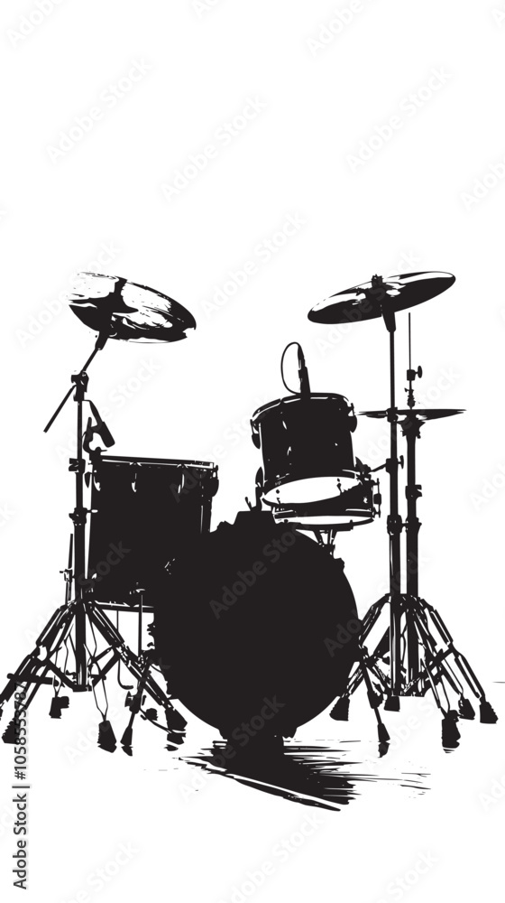 Drums silhouette isolated on white background Drums silhouette isolated on white background
