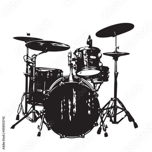 Drums silhouette isolated on white background