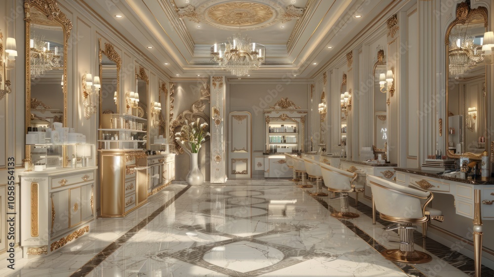 Fototapeta premium Luxury beauty salon interior, AI generated image