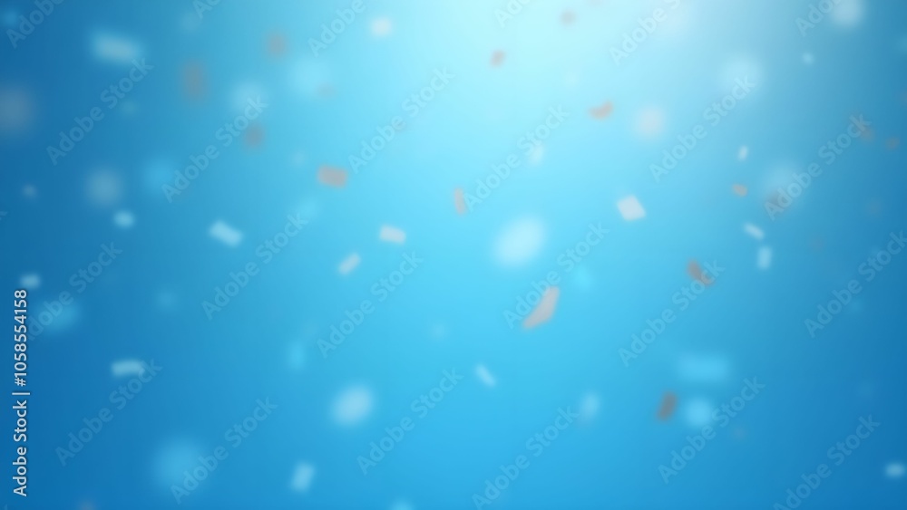 Light blue 3D confetti fluttering down in celebration