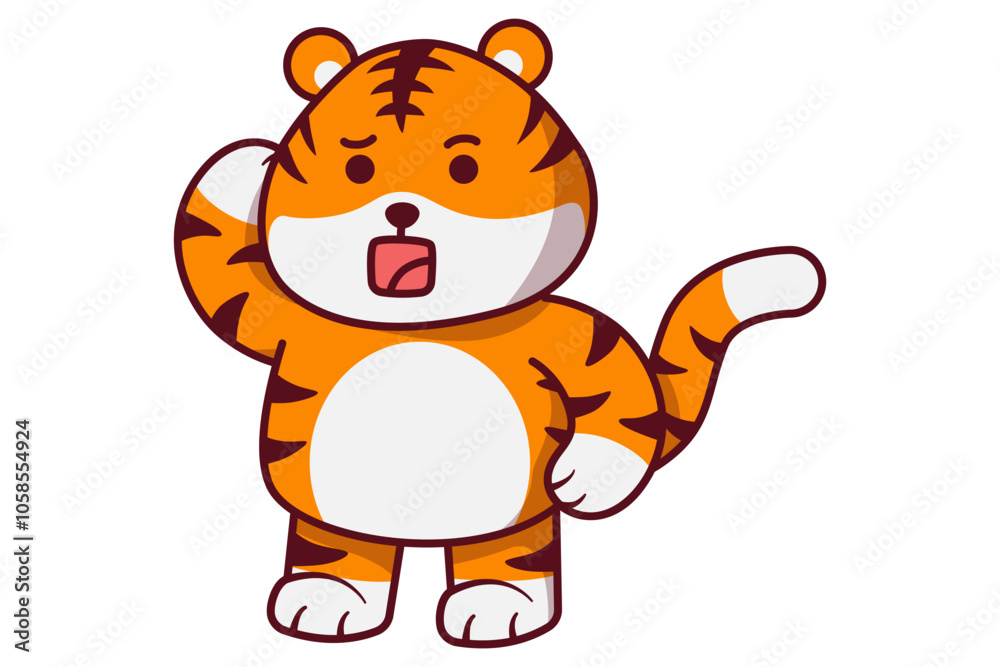 Cute Tiger Standing in Confusion Illustration Cute Tiger Standing in Confusion Illustration