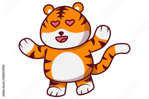 Cute Tiger With Loving Eyes Illustration