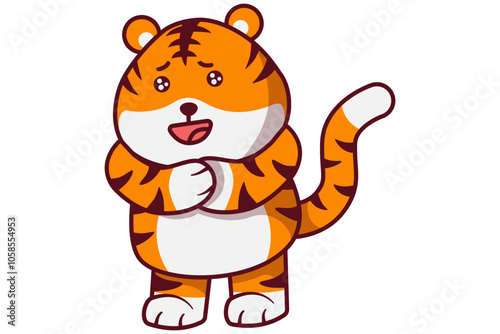 Cute Tiger with Watery Eyes Illustration