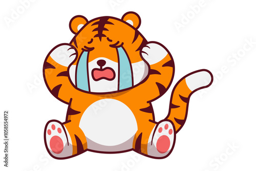 Cute Tiger Crying Illustration