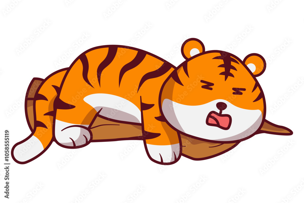 Cute Tiger Sleeping Illustration