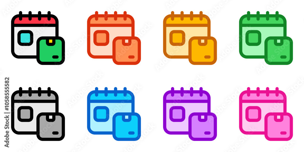 Editable package delivery schedule vector icon. Shipping, delivery, e-commerce, logistics. Part of a big icon set family. Perfect for web and app interfaces, presentations, infographics, etc Editable package delivery schedule vector icon. Shipping, delivery, e-commerce, logistics. Part of a big icon set family. Perfect for web and app interfaces, presentations, infographics, etc