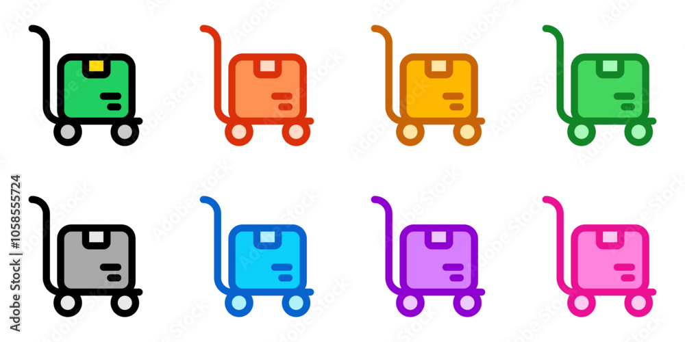 Editable package trolley vector icon. Shipping, delivery, e-commerce, transport, logistics. Part of a big icon set family. Perfect for web and app interfaces, presentations, infographics, etc Editable package trolley vector icon. Shipping, delivery, e-commerce, transport, logistics. Part of a big icon set family. Perfect for web and app interfaces, presentations, infographics, etc