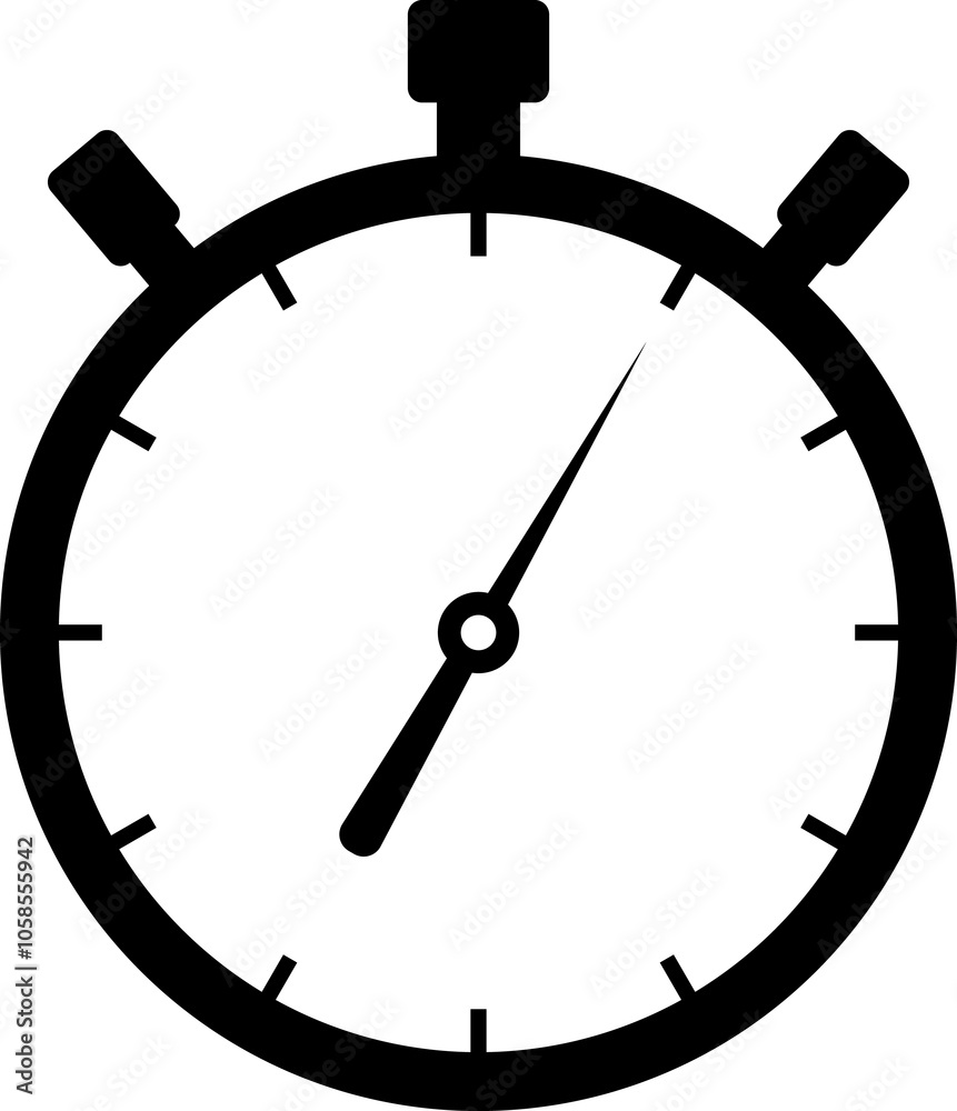 Stopwatch icon black and white - Shortest time. Stopwatch icon black and white - Shortest time.