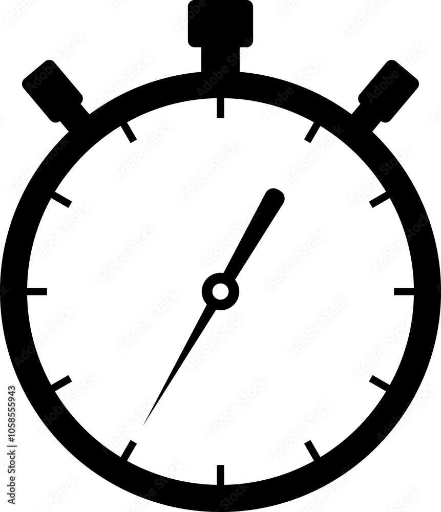 Stopwatch icon black and white - Shortest time. Stopwatch icon black and white - Shortest time.